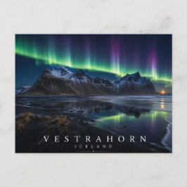 Cartão Postal Montanha Vestrahorn Stokksnes Islândia Aurora