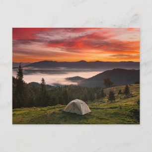 Cartão Postal Montanhas   Acampamento Nascer do Sol Nebuloso