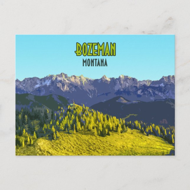Cartão Postal Montanhas Bozeman Montana Vintage (Frente)