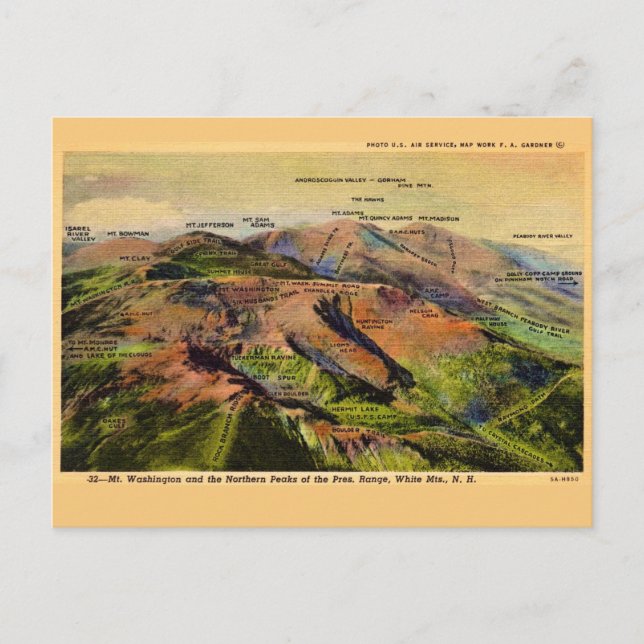 Cartão Postal Montanhas Brancas de New Hampshire  (Frente)