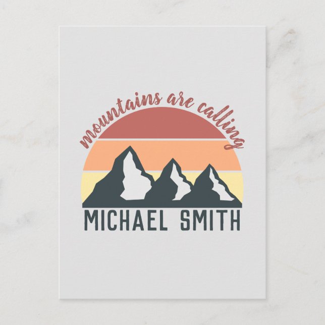 Cartão Postal Montanhas de pastel de safra chamam cinza de monog (Frente)