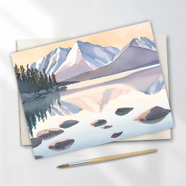 Cartão Postal Montanhas do Lago Tahoe | Paisagem Aquarela