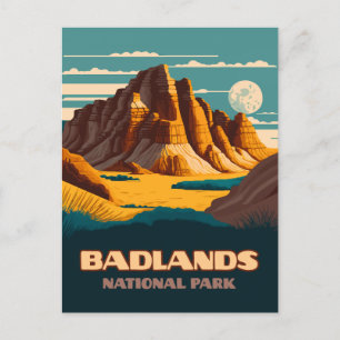 Cartão Postal Montanhas do Parque Nacional das Badlands Retro