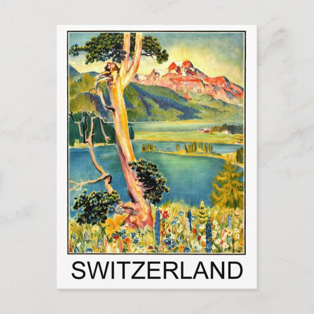 Cartão Postal Montanhas e lagos da Suíça (Frente)