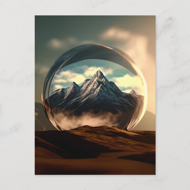 Cartão Postal Montanhas em um globo de bolhas (Frente)