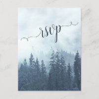 Montanhas Foggy Blue Pine Forest Casamento RSVP