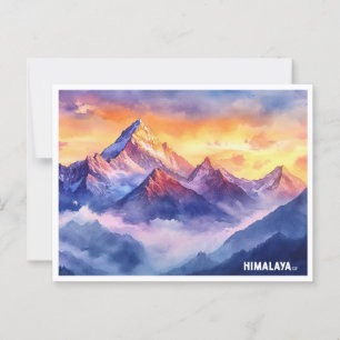Cartão Postal Montanhas Himalaya pintam aquarela nascente
