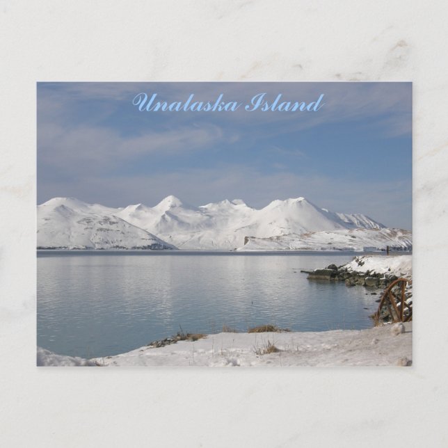 Cartão Postal Montanhas Makushin em um dia de inverno ensolarado (Frente)