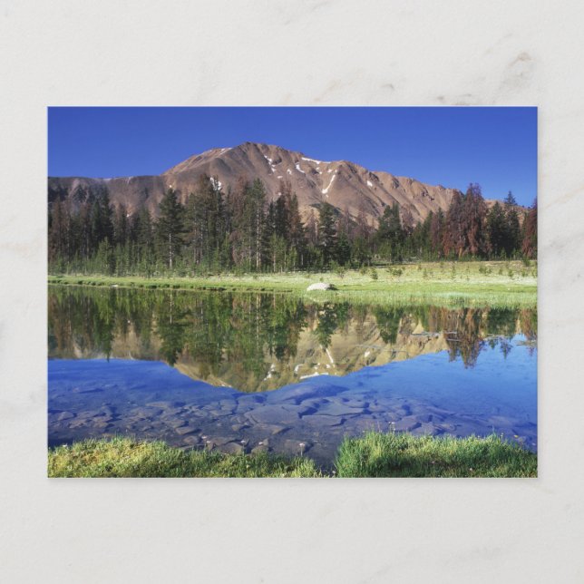 Cartão Postal Montanhas Sawtooth refletidas em 4 de julho (Frente)