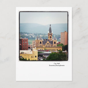 Cartão Postal Montanhas Scranton PA Postcard-City Hall Sem Fim