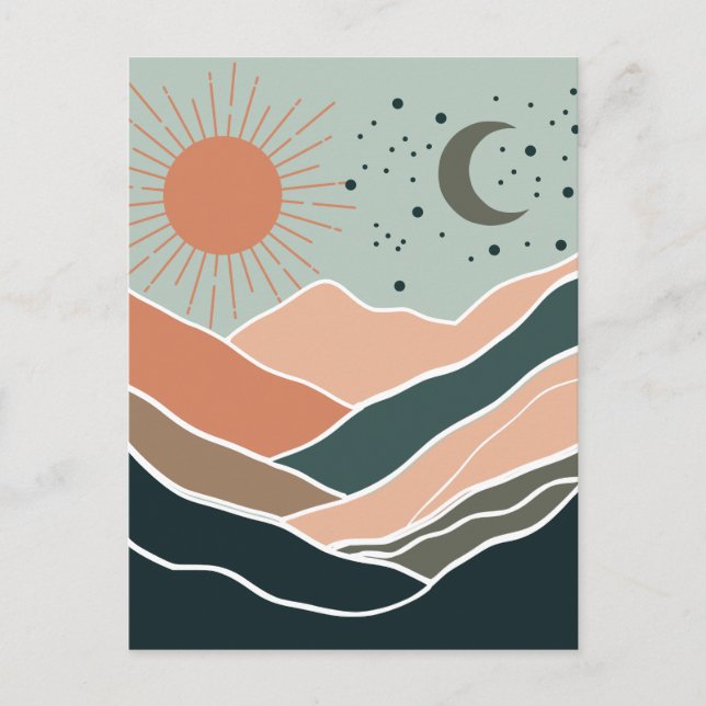 Cartão Postal Montanhas Sun e Moon (Frente)