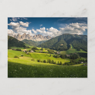 Cartão Postal Montanhas Vale de Funes, Dolomitas, Itália