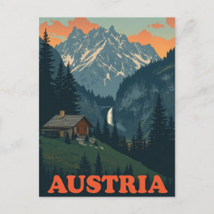 Cartão Postal Montanhas Vintage Austria Alps
