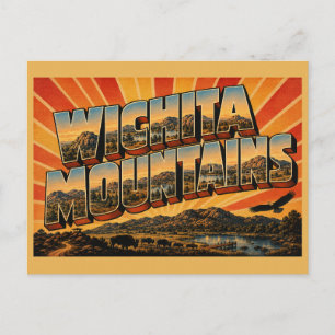 Cartão Postal Montanhas Wichita OK Lago da Pradaria de Granito A