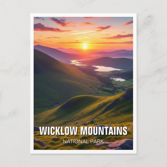 Cartão Postal Montanhas Wicklow National Park Viagem (Frente)