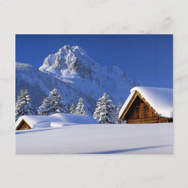 Cartão Postal Montanhas Winter Snow (Frente)