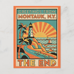 Cartão Postal Montauk NY O Fim Viagens Retrô