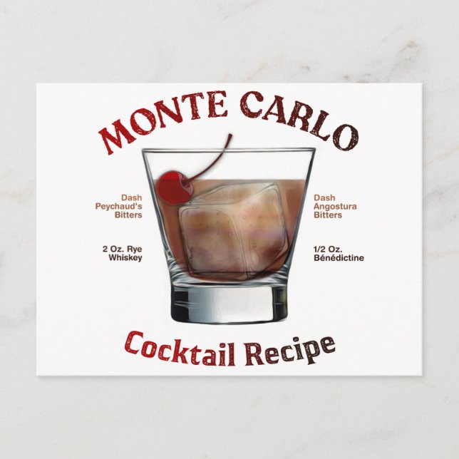 Cartão Postal Monte Carlo Cocktail Recebe Arte (Frente)