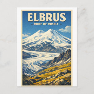 Cartão Postal Monte Elbrus, Rússia, em um clássico retrô