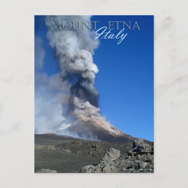 Cartão Postal Monte Etna - erupção vulcânica (Frente)