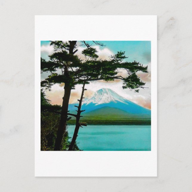 Cartão Postal Monte Fuji Através dos Pines 士 Japoneses 富 山 (Frente)