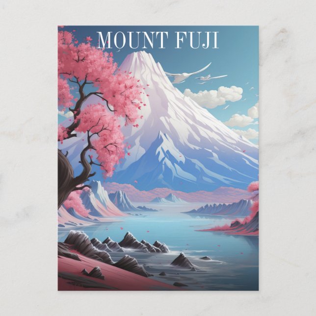 Cartão Postal Monte Fuji Cherry Blossoms Retro Viagem (Frente)