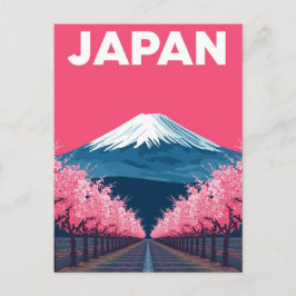 Cartão Postal Monte Fuji Flor de Cerejeira Retro