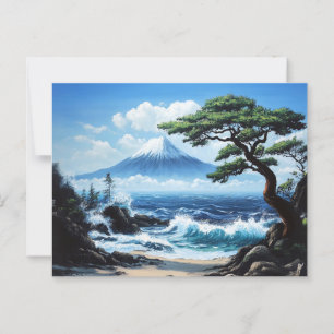 Cartão Postal Monte Fuji Japan Ocean View Painting