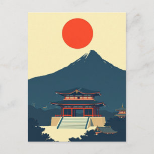 Cartão Postal Monte Fuji Japão Minimalista Retro