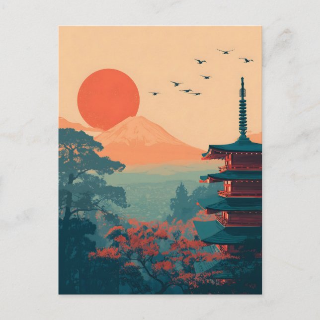 Cartão Postal Monte Fuji vintage (Frente)