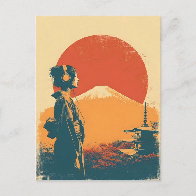 Cartão Postal Monte Fuji vintage (Frente)