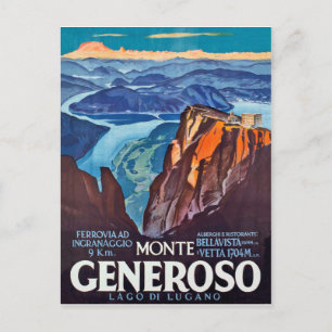 Cartão Postal Monte Generoso, lago de Lugano, vista da montanha