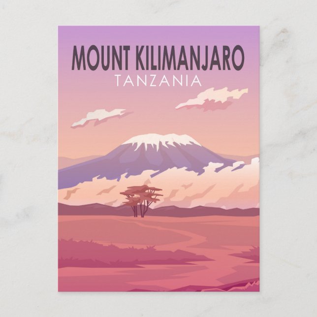 Cartão Postal Monte Kilimanjaro Tanzânia África Vintage (Frente)