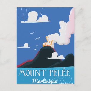 Cartão Postal Monte Pelée, Martinica Cartaz de viagem antigo