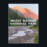 Cartão Postal Monte Rainier National Park Sunrise Rosa<br><div class="desc">Olá! Espero que goste desta foto que eu capturei nas minhas viagens. Sinta-se livre para adicionar seu próprio texto! Procure mais no meu compro.</div>