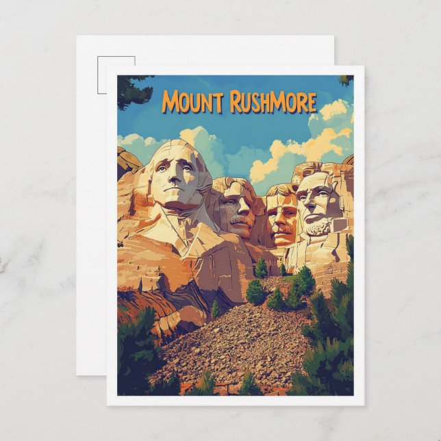 Cartão Postal Monte Rushmore Keystone South Dakota EUA Viagem (Frente/Verso)
