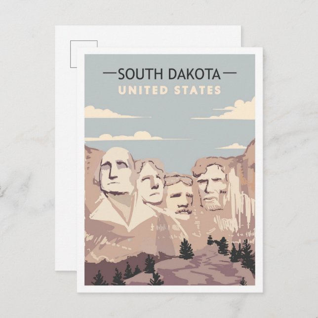 Cartão Postal Monte Rushmore South Dakota Viagem Antiga  (Frente/Verso)