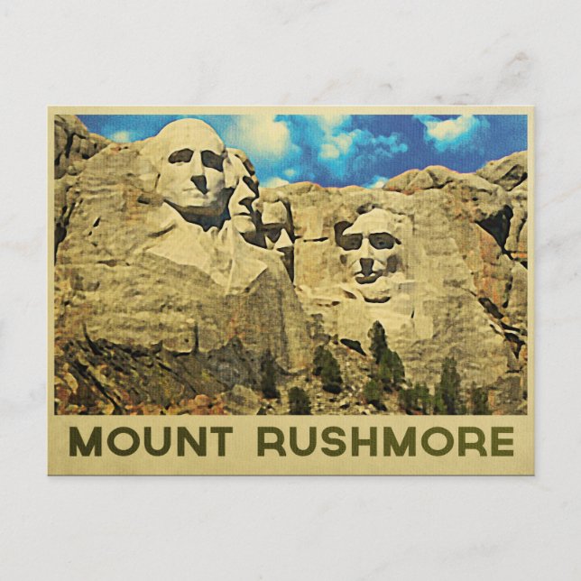 Cartão Postal Monte Rushmore Vintage (Frente)