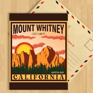 Cartão Postal Monte Whitney California Sierra Nevada Vintage