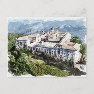 Cartão Postal Montecassino Toscana Itália Mosteiro Histórico