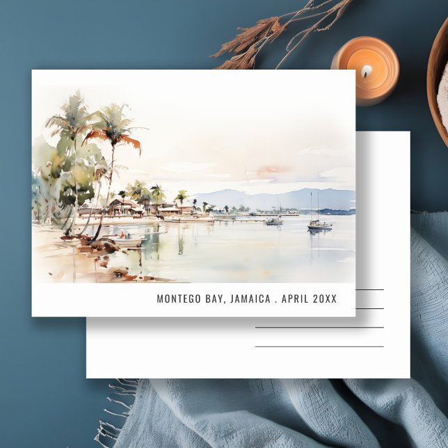 Cartão Postal Montego Bay Jamaica Watercolor Viagem (Criador carregado)