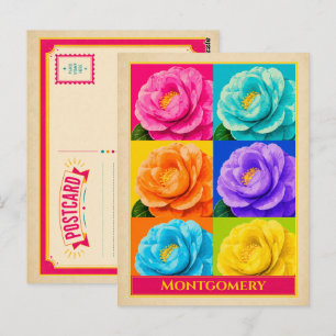 Cartão Postal Montgomery Alabama Camélia Flor Vintage
