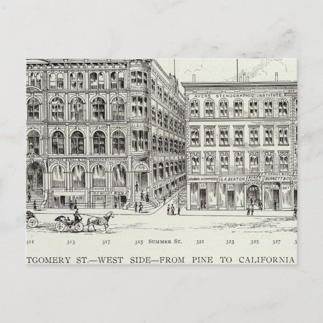 Cartão Postal Montgomery West side Pine e Califórnia (Frente)