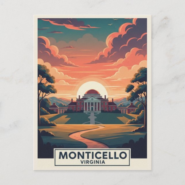 Cartão Postal Monticello Viagem Virgínia (Frente)