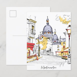 Cartão Postal Montmartre Paris France Illustration Viagem