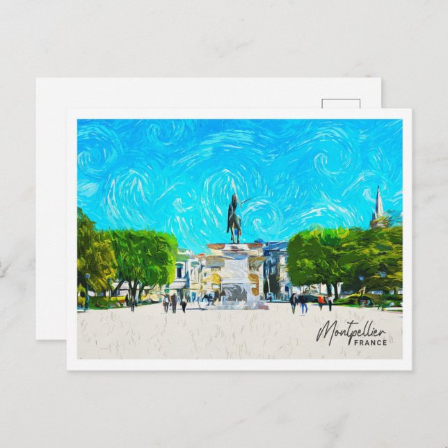 Cartão Postal Montpellier França Belo Paisagem Petrolífera (Frente/Verso)