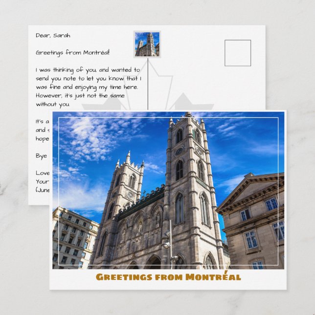 Cartão Postal Montréal Canada Notre Dame Cathedral Modern (Frente/Verso)