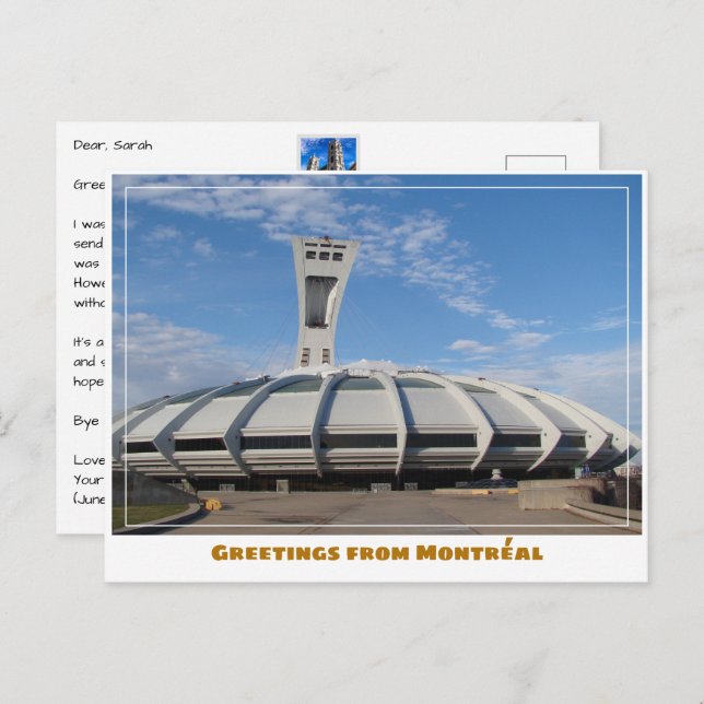 Cartão Postal Montréal Canada Olimpiadas Stadium Modern (Frente/Verso)