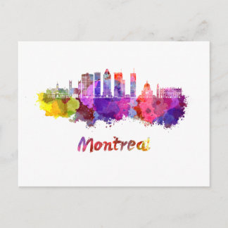 Cartão Postal Montreal V2 skyline in watercolor splatters