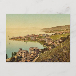 Cartão Postal Montreux e Clarens, Lago de Genebra, Suiça vi